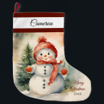 Cute Snowman Girl Personalized  Large Christmas Stocking<br><div class="desc">Bring holiday cheer to your home with our Cute Snowman Girl Large Christmas Stocking! Ideal for gifts and goodies,  it’s a delightful addition to your festivities. Personalize with that special name and year for a wonderful keepsake! Exclusive designs created just for you from My Baby Boutique!</div>