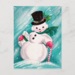 Cute Snowman Girl Postcard<br><div class="desc">A charming vintage Christmas postcard featuring a cute snowman girl.</div>