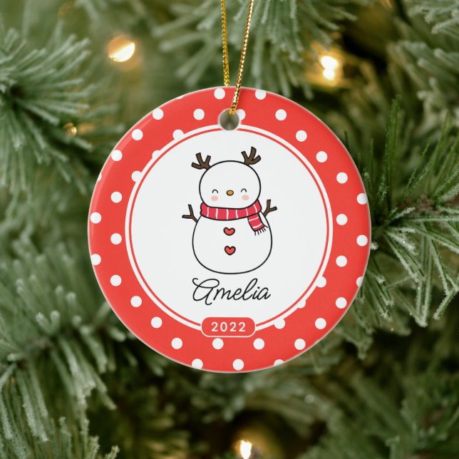Cute Snowman Girls Christmas Ornament (Tree)