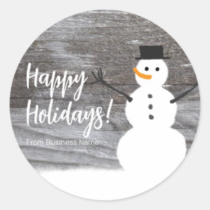 Cute Snowman Happy Holidays Classic Round Sticker