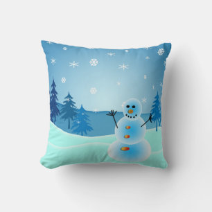 Cute snowman illustration throw pillow