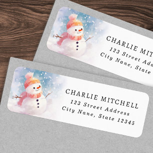 Cute snowman illustration winter return address