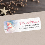 Cute snowman illustration winter return address<br><div class="desc">Winter holiday return address labels featuring an illustration of a cute snowman wearing a hat and your name and address in a whimsical font.</div>