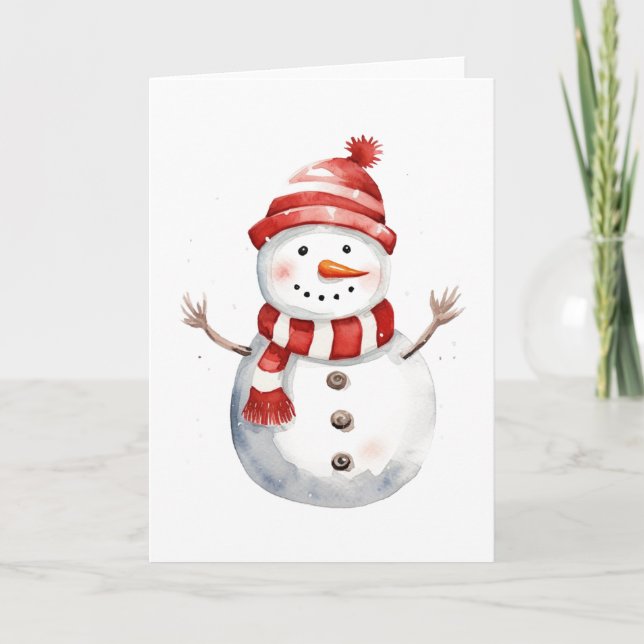Cute Snowman in the Snow Blank Card (Front)