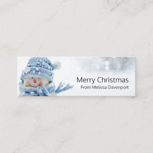 Cute Snowman in Winter Photo Christmas Greeting Mini Business Card