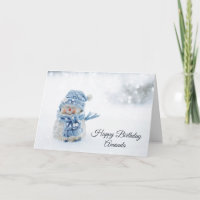 Cute Snowman in Winter Photograph Birthday