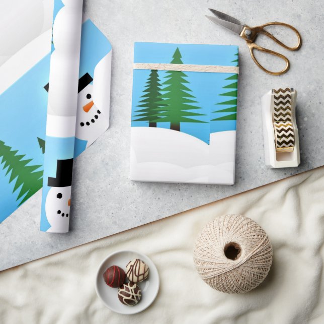 Cute Snowman in Winter Wonderland Wrapping Paper (Crafts)