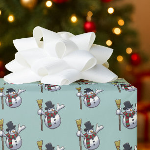 Cute Snowman Jolly Christmas Pixel Art Pattern Wrapping Paper