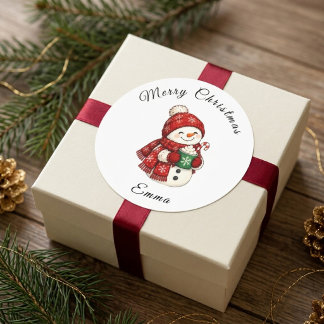 Cute Snowman Lantern Caroling Favour Sticker