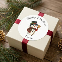 Cute Snowman Lantern Caroling Favour Sticker