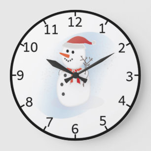 Cute Snowman Large Clock