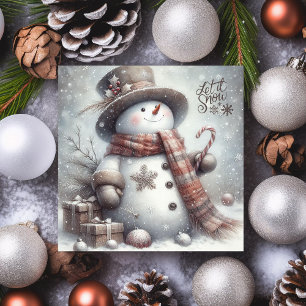 Cute Snowman Let it Snow Merry Christmas  Holiday Card