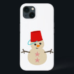 Cute Snowman Made of Sand with Pail for Hat iPhone 13 Case<br><div class="desc">Cute beach loving snowman made of sand with a pail for a hat and starfish buttons.</div>