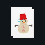 Cute Snowman Made of Sand with Pail for Hat Holiday Card<br><div class="desc">Cute beach loving snowman made of sand with a pail for a hat and starfish buttons.</div>
