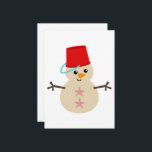 Cute Snowman Made of Sand with Pail for Hat Holiday Card<br><div class="desc">Cute beach loving snowman made of sand with a pail for a hat and starfish buttons.</div>