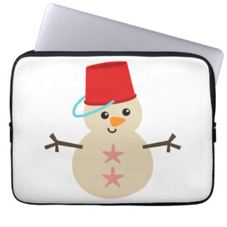 Cute Snowman Made of Sand with Pail for Hat Laptop Sleeve
