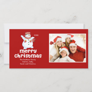 CUTE Snowman Merry Christmas Family Photo Card