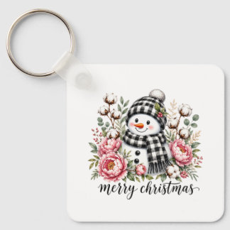 Cute Snowman Merry Christmas Keychain