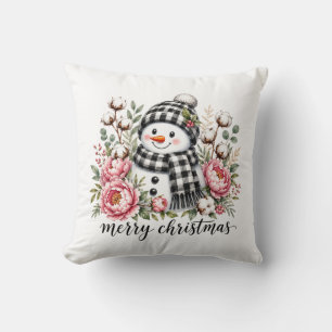 Cute Snowman Merry Christmas Throw Pillow