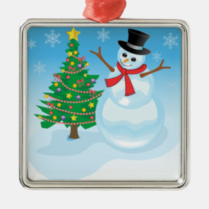 Cute Snowman Metal Ornament