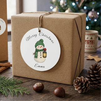 Cute Snowman Nativity Play Favour Sticker
