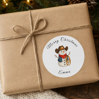 Cute Snowman Nativity Play Favour Sticker