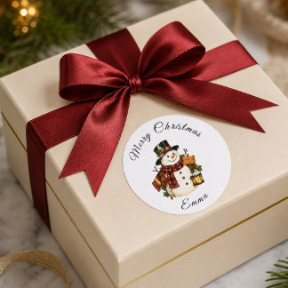 Cute Snowman Nativity Play Favour Sticker