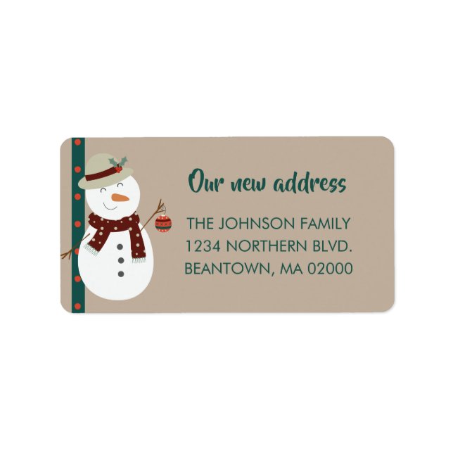 Cute Snowman New Home Return Address Label (Front)