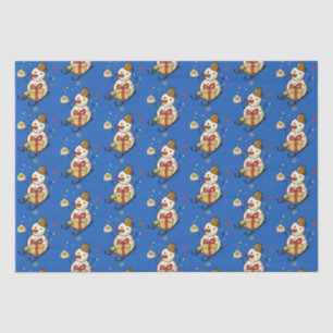 Cute Snowman On A Sled Tissue Paper
