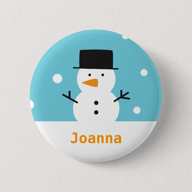 Cute Snowman on snow background for Christmas 2 Inch Round Button (Front)