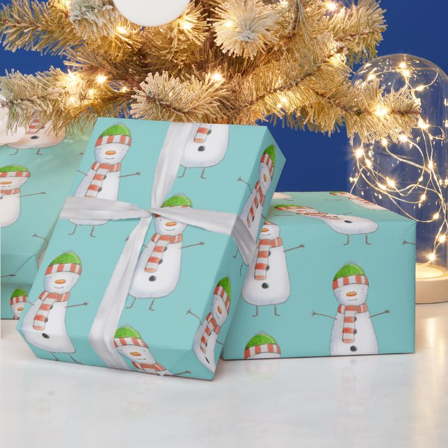 Cute Snowman Pattern Christmas Wrapping Paper (Holidays)