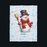 Cute Snowman Personalize Name Christmas  Fleece Blanket<br><div class="desc">Cute Snowman Personalize Name Christmas Fleece Blanke</div>
