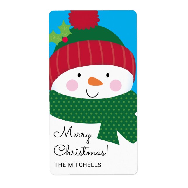 Cute Snowman Personalized Christmas Gift Tags (Front)