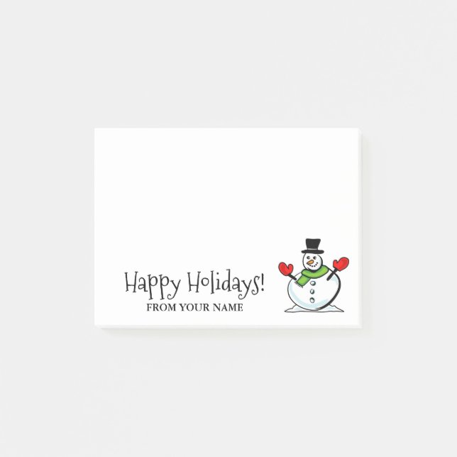 Cute snowman personalized Christmas winter Holiday Post-it Notes (Front)