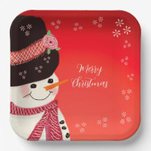 Cute Snowman Personalized Square