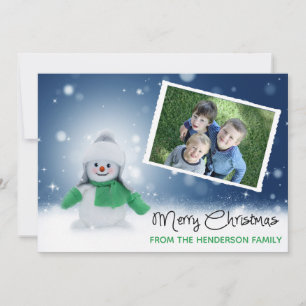 Cute Snowman Photo Card Merry Christmas