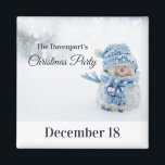 Cute Snowman Photo Christmas Party Save the Date Magnet<br><div class="desc">A Christmas party save the date magnet with a cute photograph of a little snowman. Standing outside in the winter with snow falling all around. This cute little guy is dressed up in blue knitted hat and scarf.</div>