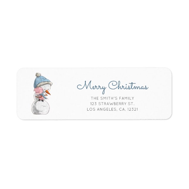 Cute Snowman Pig Return Address (Front)