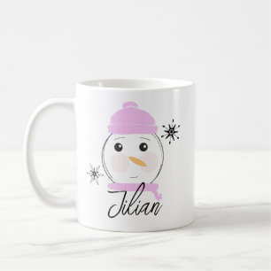 Cute Snowman Pink First Christmas Coffee Mug