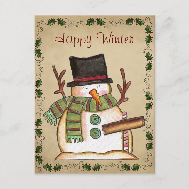 Cute Snowman Postcard (Front)