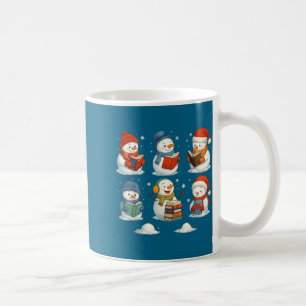 Cute Snowman Reading Books Christmas Winter Book L Coffee Mug