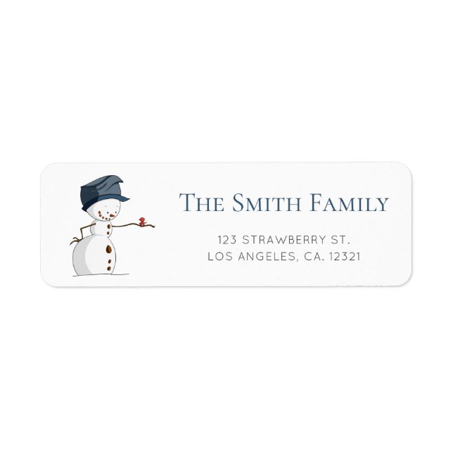 Cute Snowman Red Bird Winter Return Address (Devant)