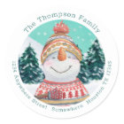 Cute Snowman Return Name Address Teal Christmas