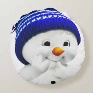 Cute Snowman Round Pillow