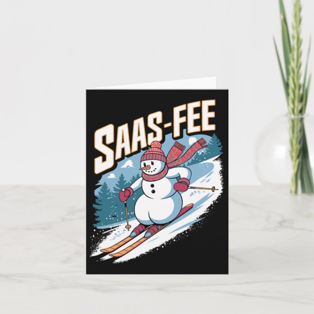 Cute Snowman Skiing  Card (Front)