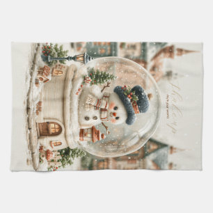 Cute Snowman Snow Globe Kitchen Towel