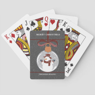 Cute Snowman  Snow Globe Ornament for Christmas Playing Cards