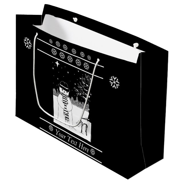 cute snowman snow scene for christmas large gift bag (Front Angled)