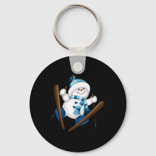 Cute Snowman Snowboarding Snowboarder Christmas Gi Keychain