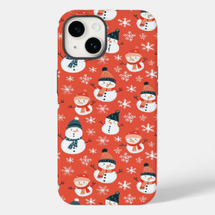 Cute Snowman Snowflake Seamless Pattern Christmas Case-Mate iPhone 14 Case
